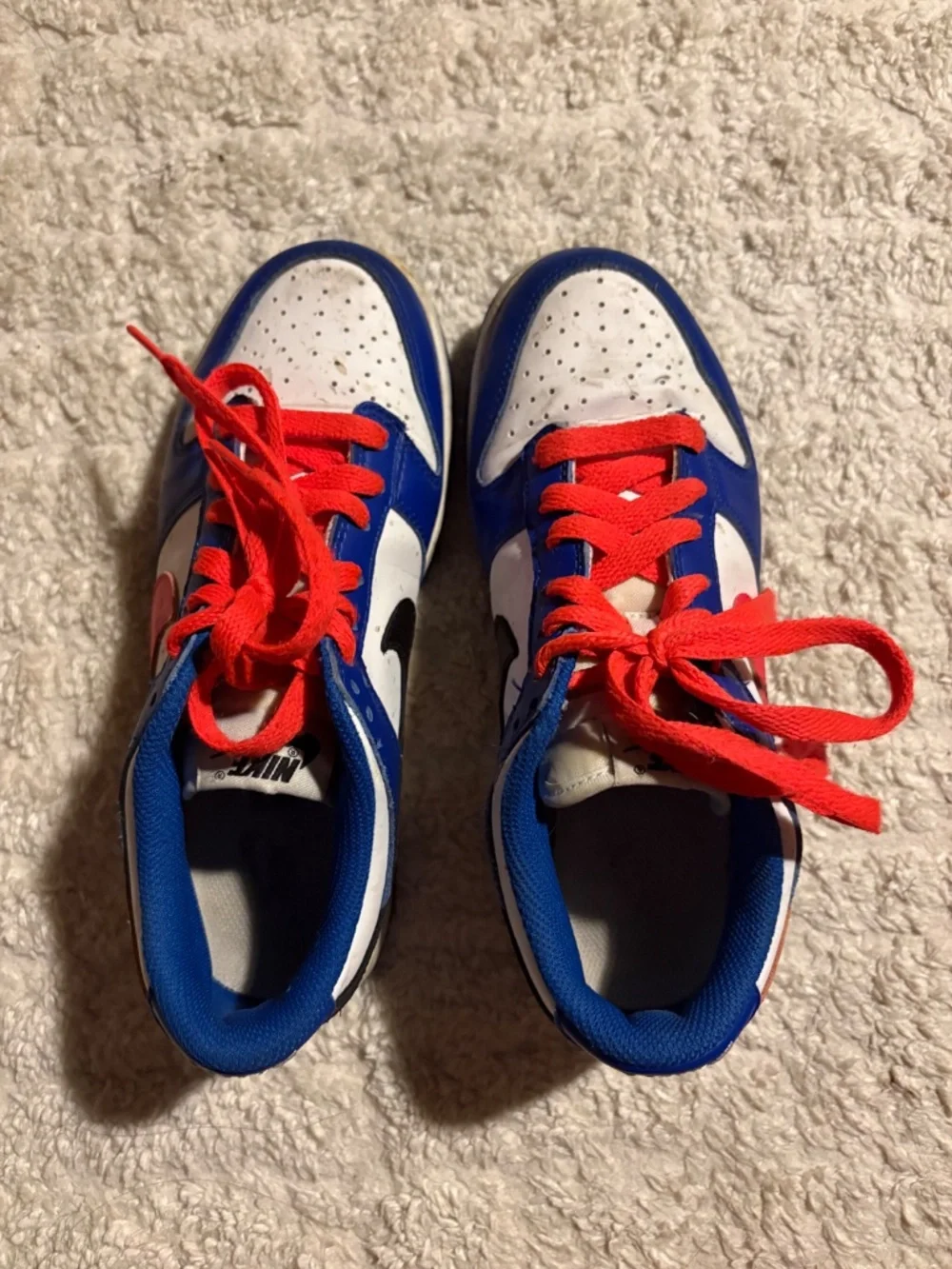 Size 7 Red and Blue Nike Dunk Lows